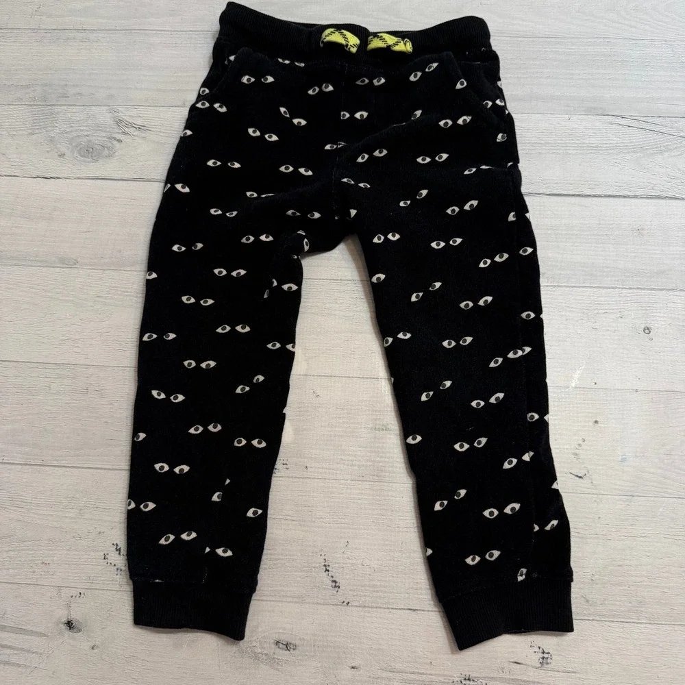Gymboree kids black‎ holloween joggers with eyes 2T
